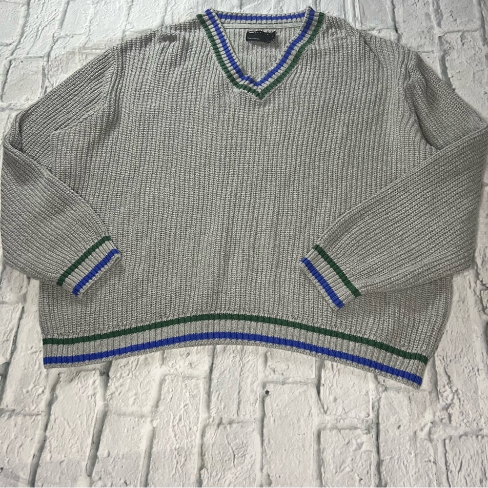 ASOS Gray V-Neck Cricket Style Sweater